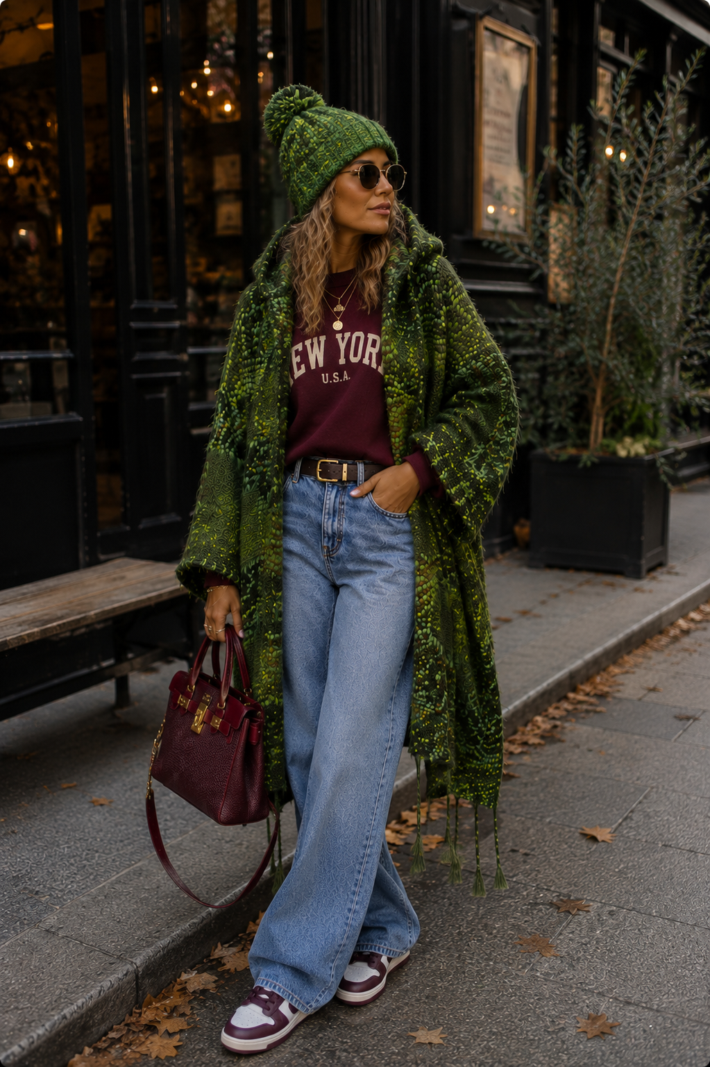 VERTIGE — Gilet-manteau à capuche en crochet fait main