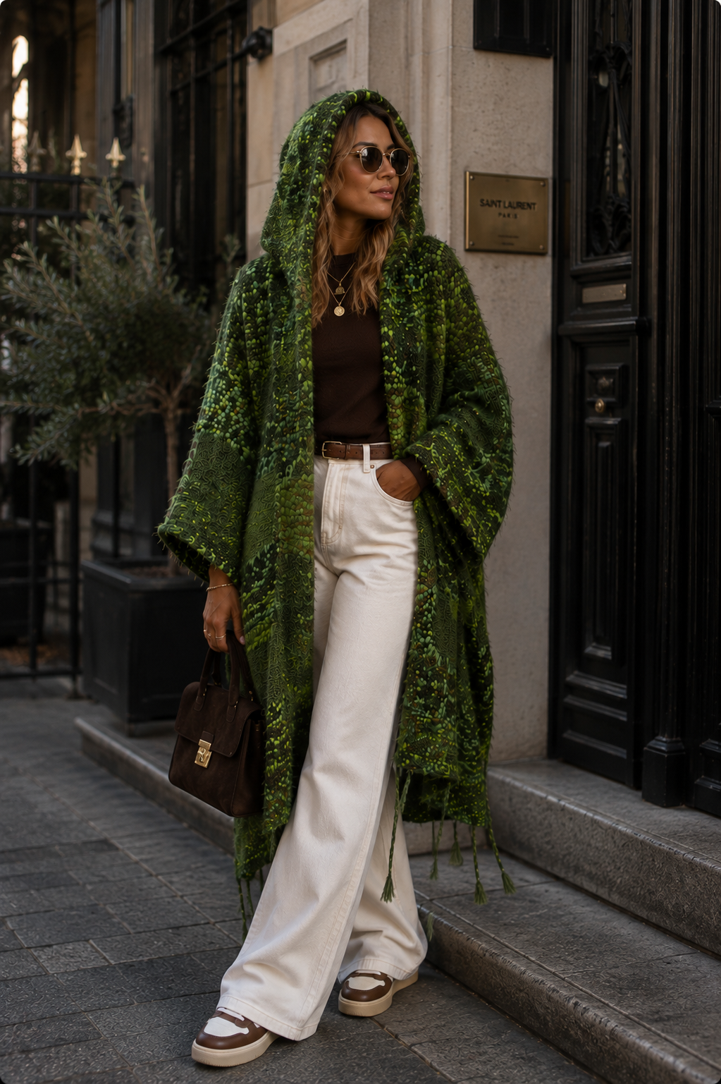 VERTIGE — Gilet-manteau à capuche en crochet fait main