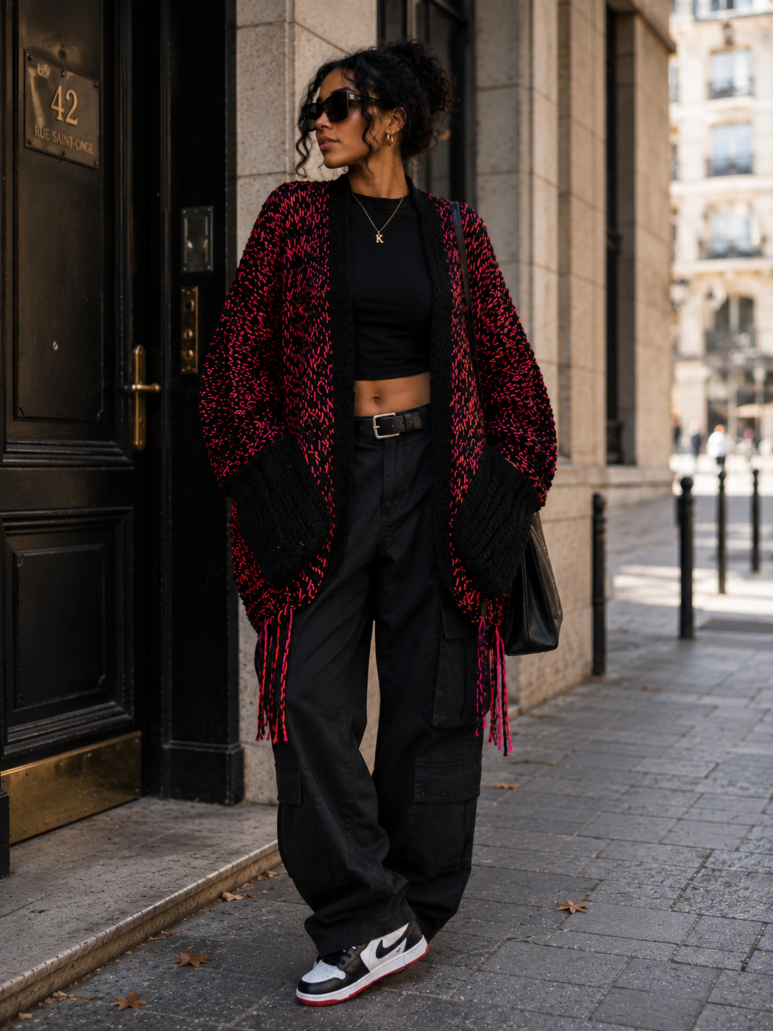 BRAISE NOIRE — Cardigan Oversize Crochet Femme