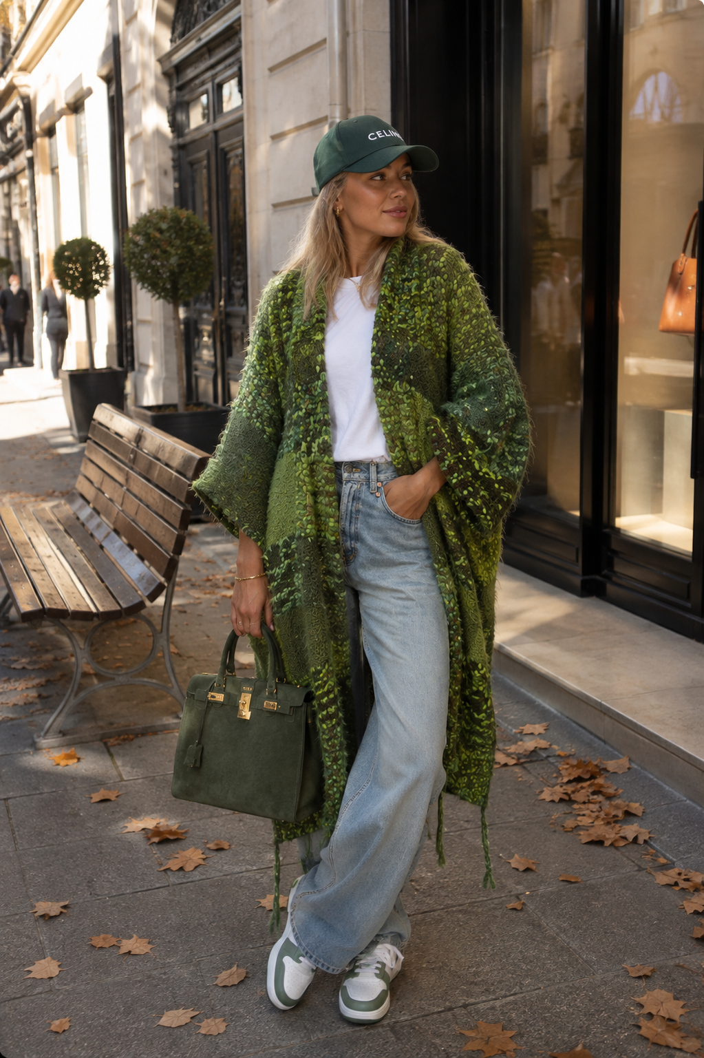 VERTIGE — Gilet-manteau à capuche en crochet fait main