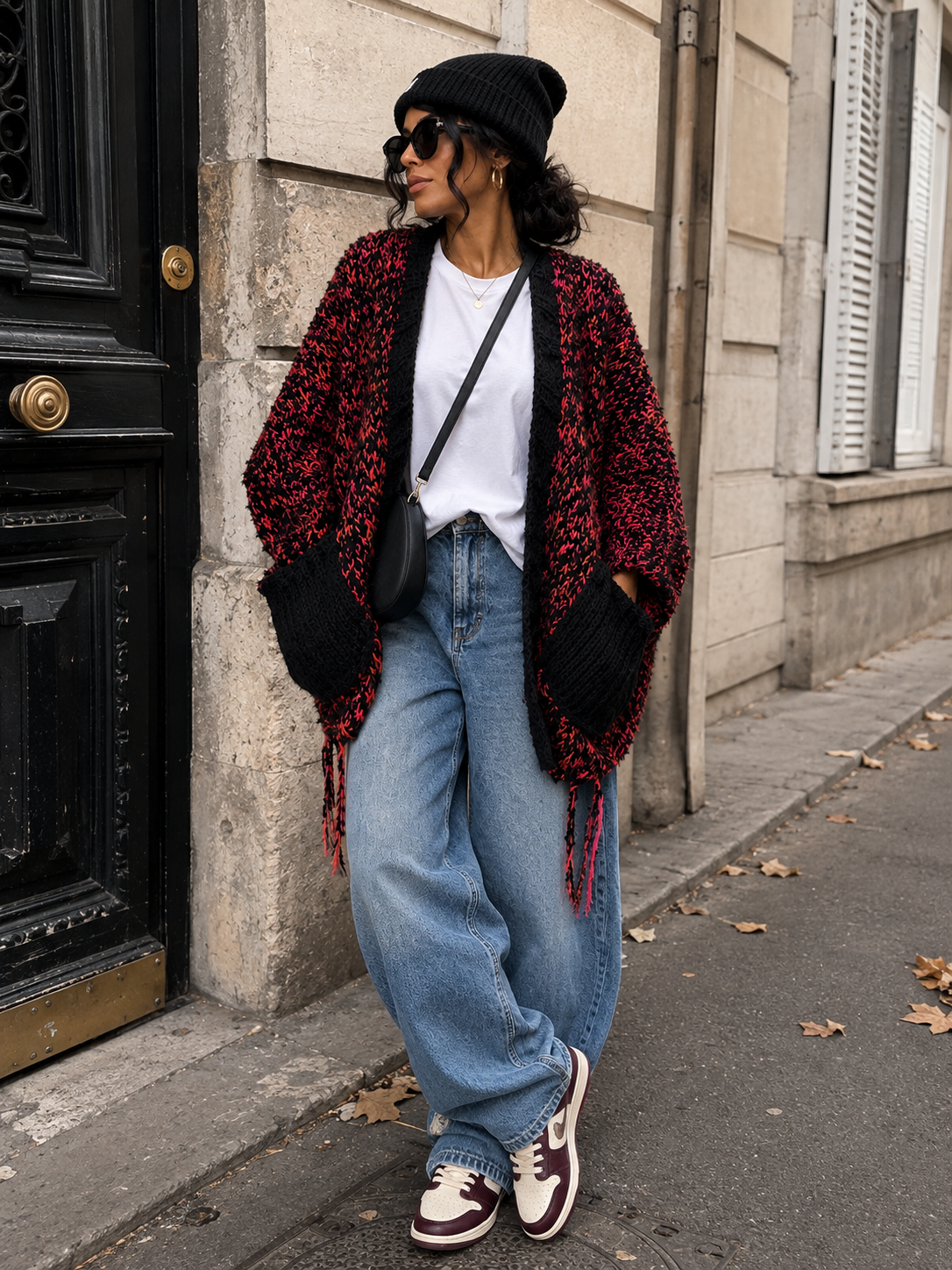 BRAISE NOIRE — Cardigan Oversize Crochet Femme