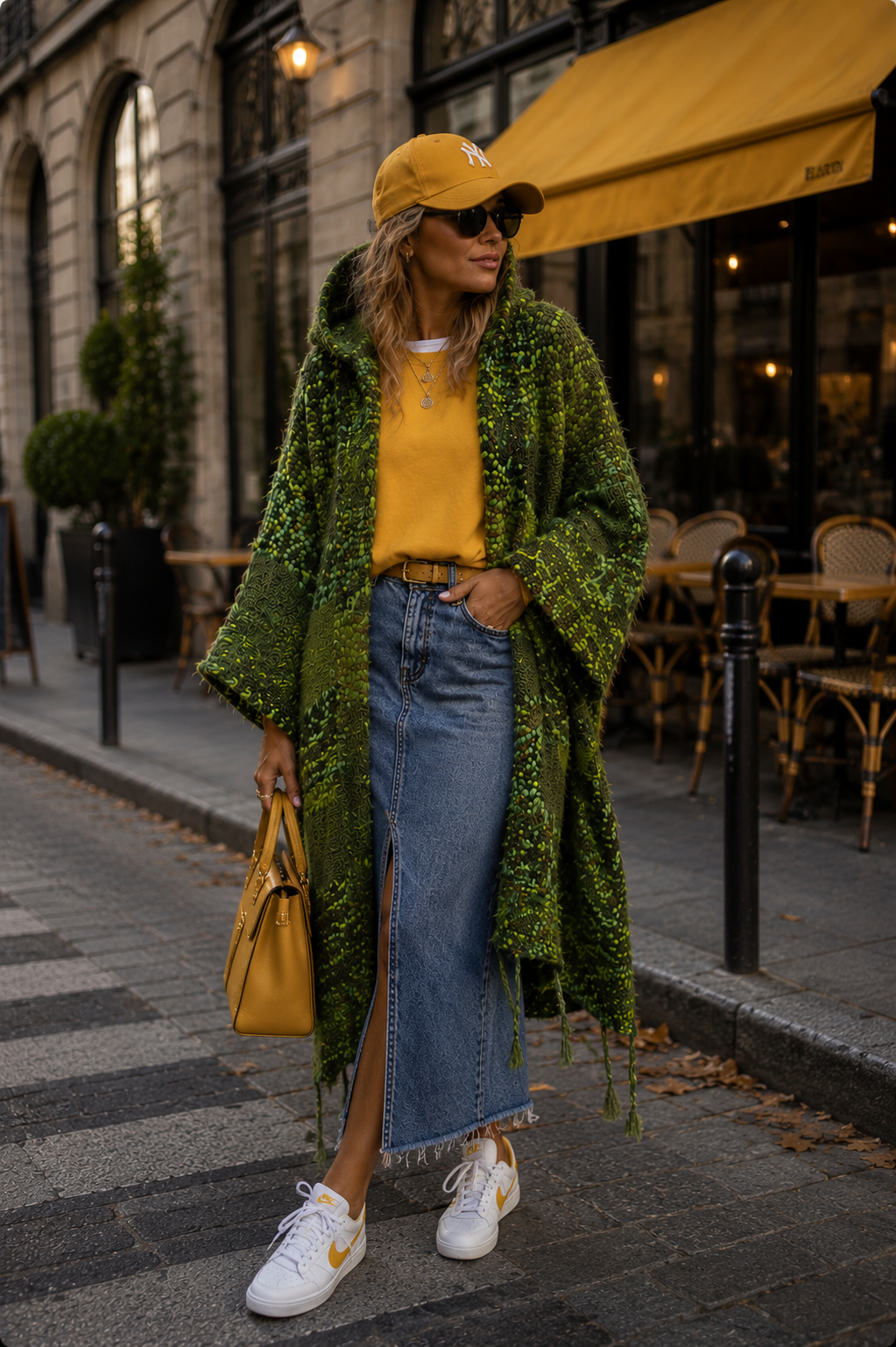 VERTIGE — Gilet-manteau à capuche en crochet fait main