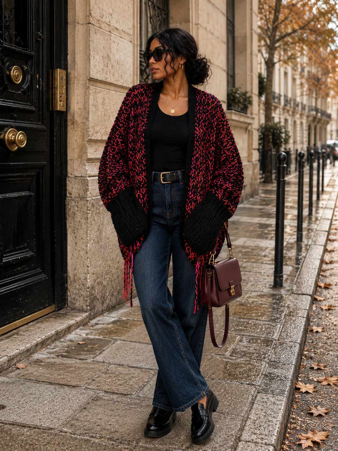 BRAISE NOIRE — Cardigan Oversize Crochet Femme