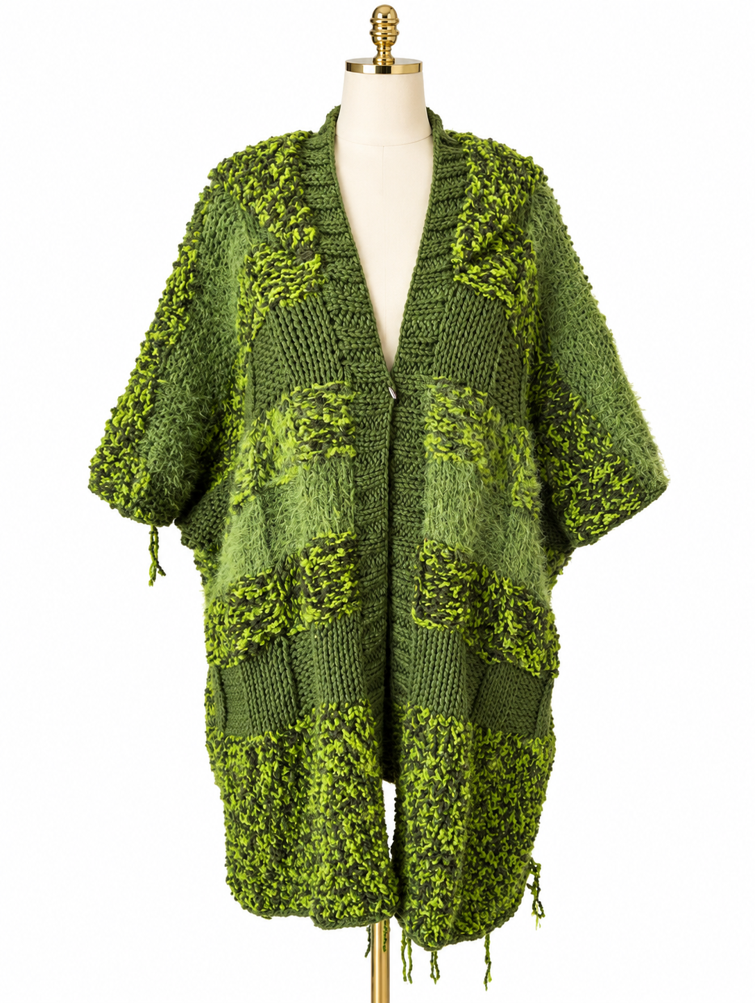 VERTIGE — Gilet-manteau à capuche en crochet fait main